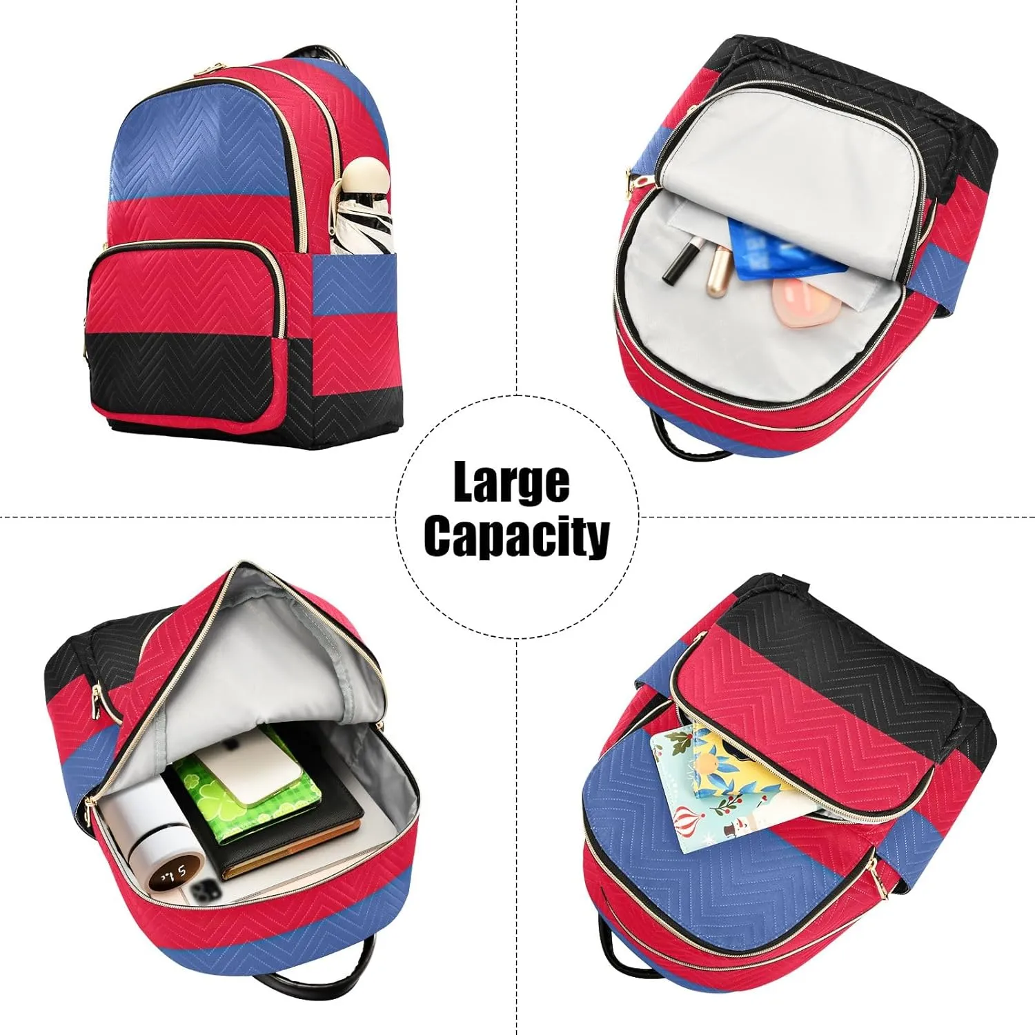ODAWA Polyamorous Pride Flag Quilted Backpack Anti Theft Travel Backpack Travel Lightweight Backpacks