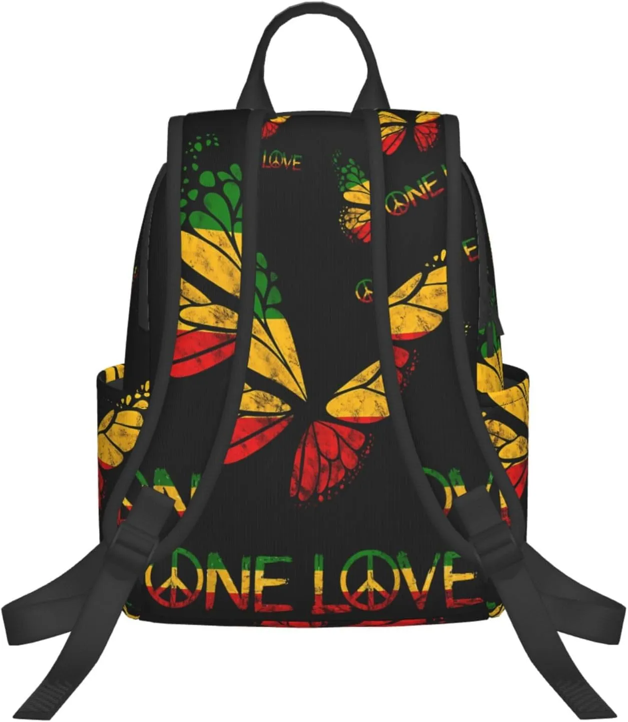 One Loves Butterfly Rasta Reggae Peace Rastafari Roots Casual Backpacks Laptop Backpack Outdoor Travel Rucksack Sport Carry-On Daypack Lightweight Bag with Multi-Pockets