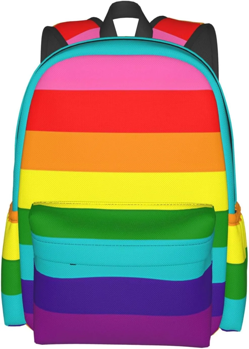 Original Rainbow Gay Pride Flag 17 Inch Casual Backpack Laptop Backpacks Travel Back Pack Large Camping Rucksack Hiking Daypack Lightweight Double Shoulder Bag