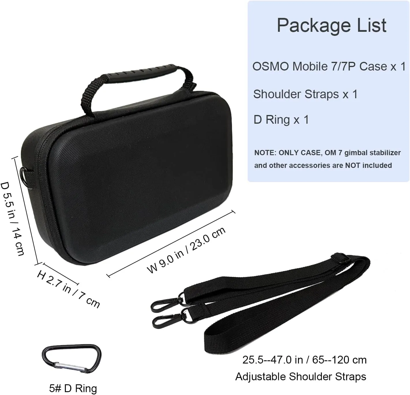Osmo Mobile 7P Case, Portable Storage OM 7P Carrying Case Shoulder Bag for DJI OM 7 /7P Smartphone Gimbal Stabilizer Accessories Black
