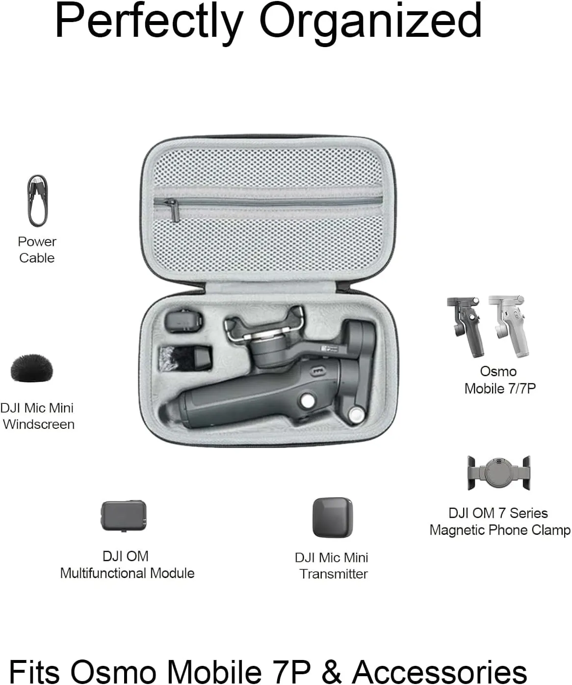 Osmo Mobile 7P Case, Portable Storage OM 7P Carrying Case Shoulder Bag for DJI OM 7 /7P Smartphone Gimbal Stabilizer Accessories Black