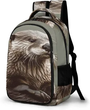Otter Animal Travel Backpack Adjustable Computer Bag Casual Travel Daypack Satchel Backpack Unisex