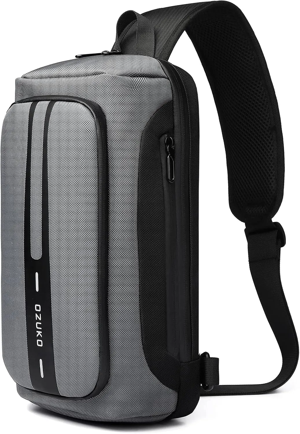 OZUKO Anti Theft Crossbody Sling Bag,Large Waterproof Shoulder Chest Bag Backpack with USB Charging Lightweight Casual Backpacks (Grey)