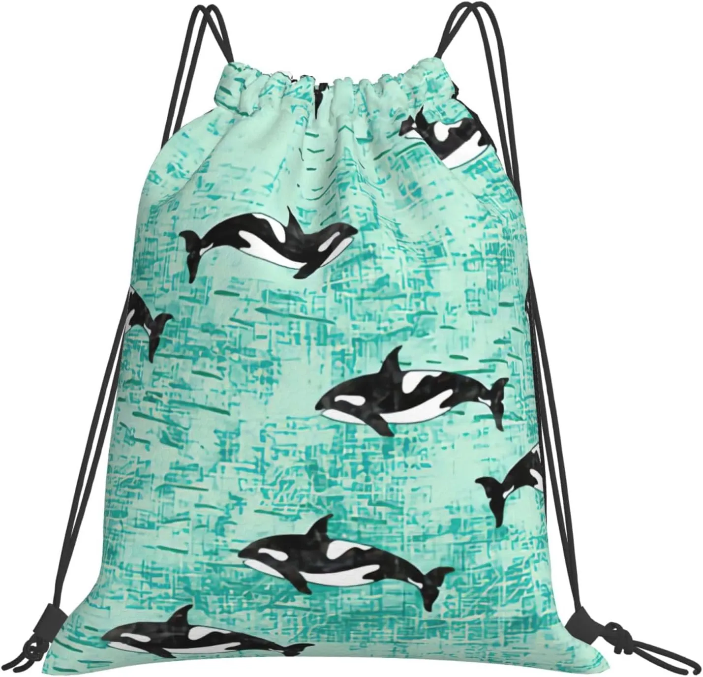 Pacific Ocean biological print Leisure drawstring backpack, fit for sports gyms, hiking, outdoor activities