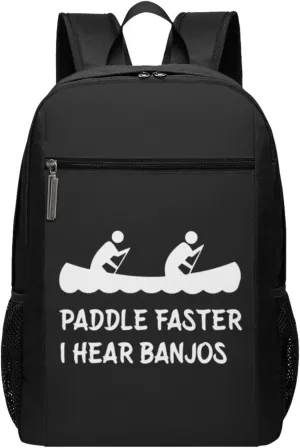 Paddle Faster I Hear Banjos Travel Laptop Backpack, Business Anti Theft Slim Sturdy Laptops Backpacks, College Computer Bag Gift for Men & Women Fits 17 Inch Notebook,Black