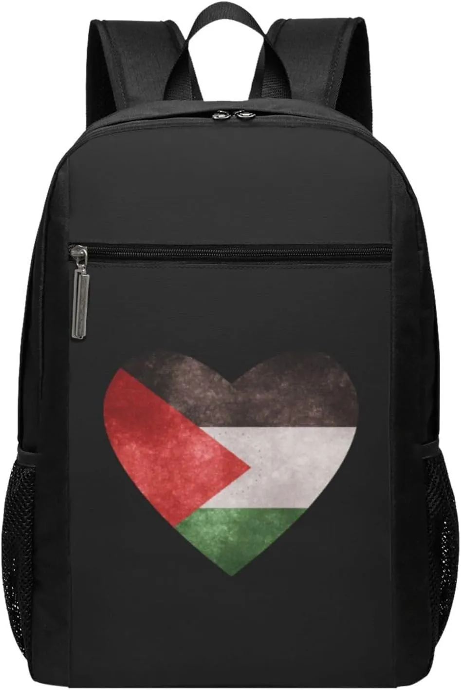 Palestine Heart Flag Travel Laptop Backpack, Business Anti Theft Slim Sturdy Laptops Backpacks, College Computer Bag Gift for Men & Women Fits 17 Inch Notebook,Black
