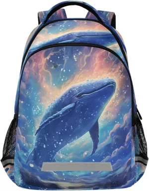 panksolu Whale Nebula Painting Backpacks Lightweight Laptop Backpack School Book Bag Travel Hiking Daypack for boys girl Kids