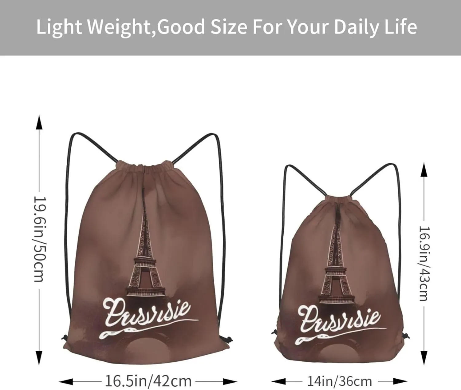Parisian Coffee Eiffel Tower Drawstring Backpacks Polyester Bag For Yoga Meditation Fitness