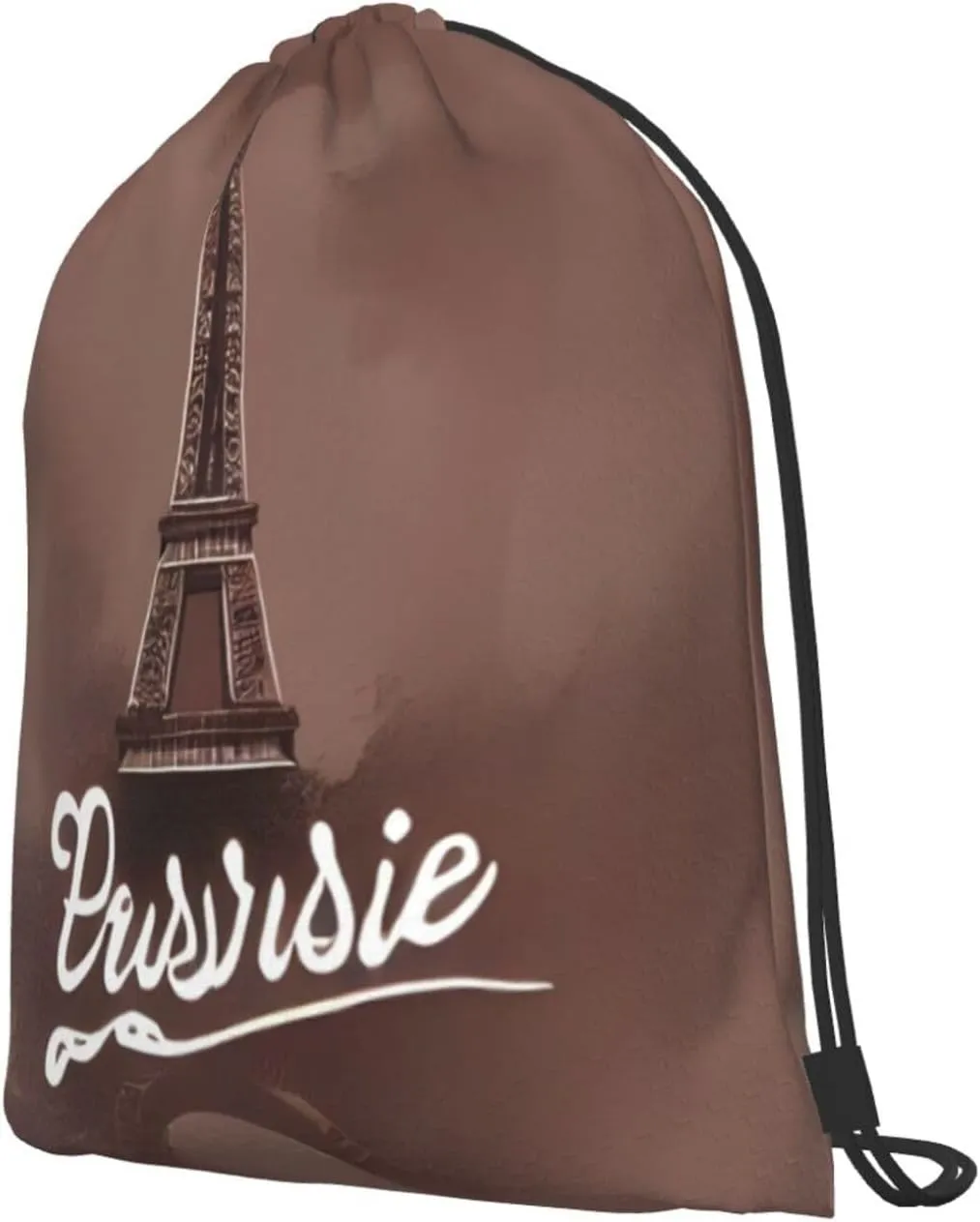 Parisian Coffee Eiffel Tower Drawstring Backpacks Polyester Bag For Yoga Meditation Fitness