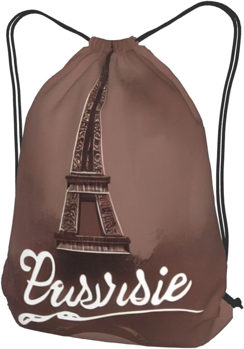 Parisian Coffee Eiffel Tower Drawstring Backpacks Polyester Bag For Yoga Meditation Fitness