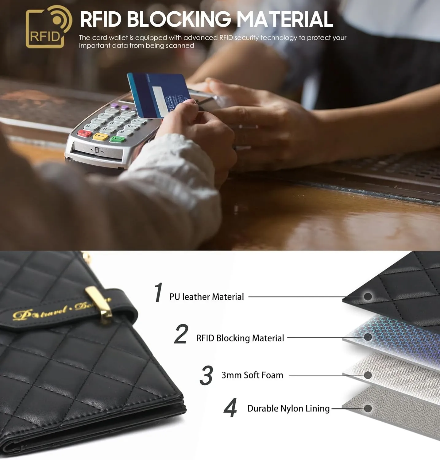Passport Wallet for Women, RFID Leather Passport & Vaccine Card Holder Combo, Slim Travel Passport Holder with Credit Card Holder, Lightweight Bifold Passport Case Organizer with Zipper Pocket