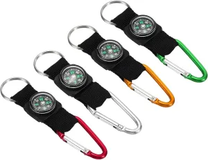 PATIKIL Compass Keychain Belt Clip, 4 in 1 Set Explorer Party Favors for Camping Outdoors, Multicolored