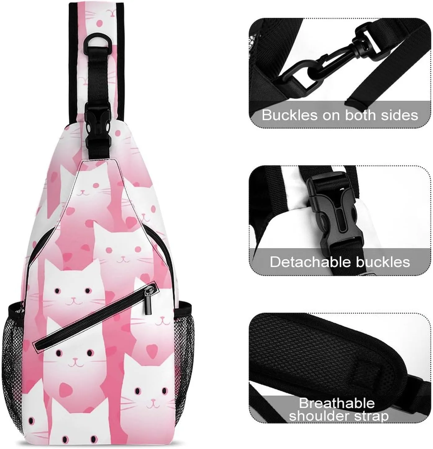 Peach Pot Pattern Sling Bag Lightweight Crossbody Chest Pack Travel Shoulder Bag with Adjustable Strap