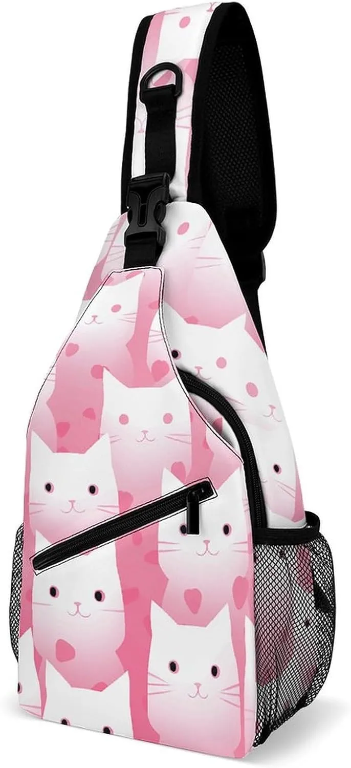 Peach Pot Pattern Sling Bag Lightweight Crossbody Chest Pack Travel Shoulder Bag with Adjustable Strap
