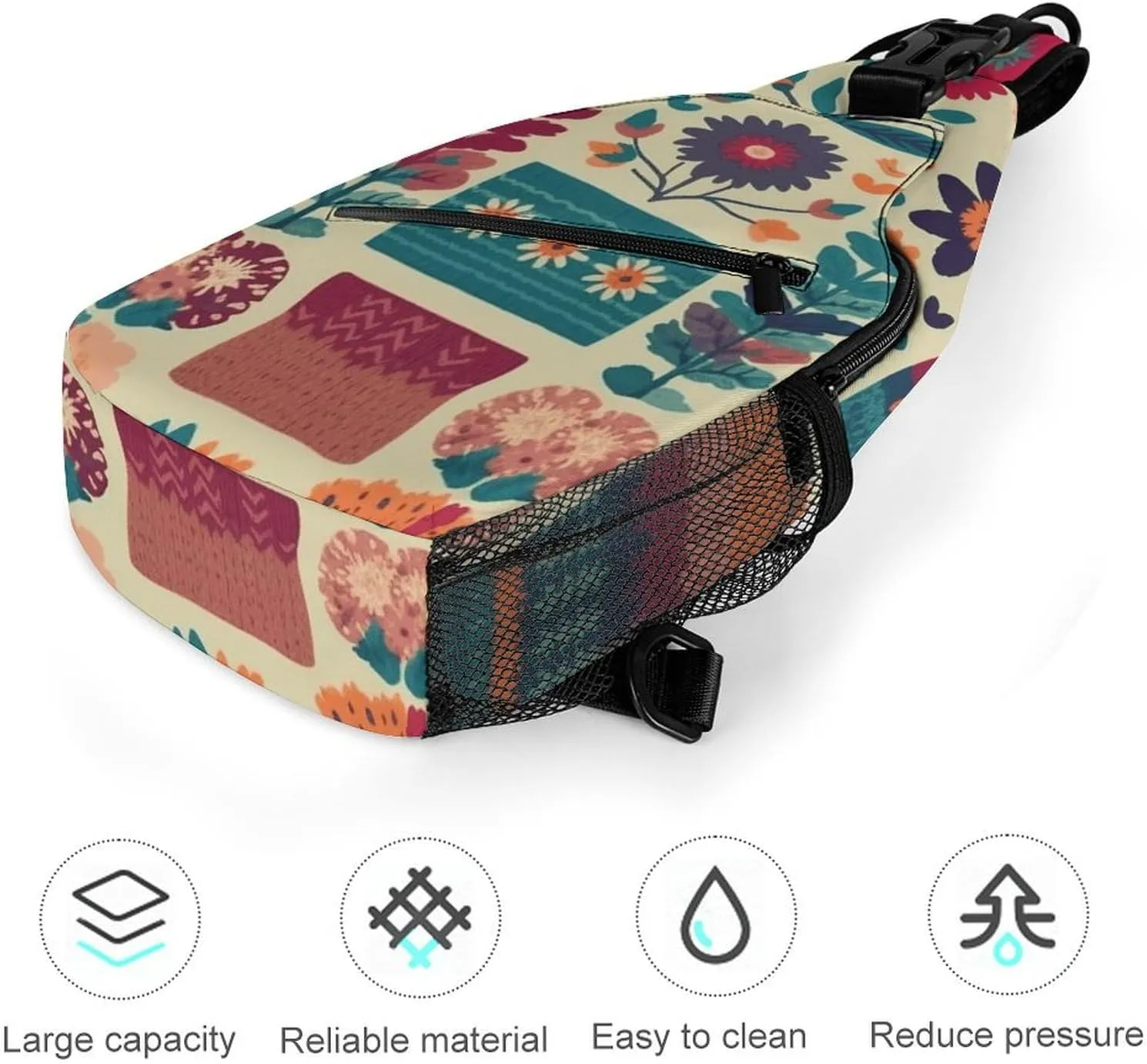 Peach Pot Pattern Sling Bag Lightweight Crossbody Chest Pack Travel Shoulder Bag with Adjustable Strap