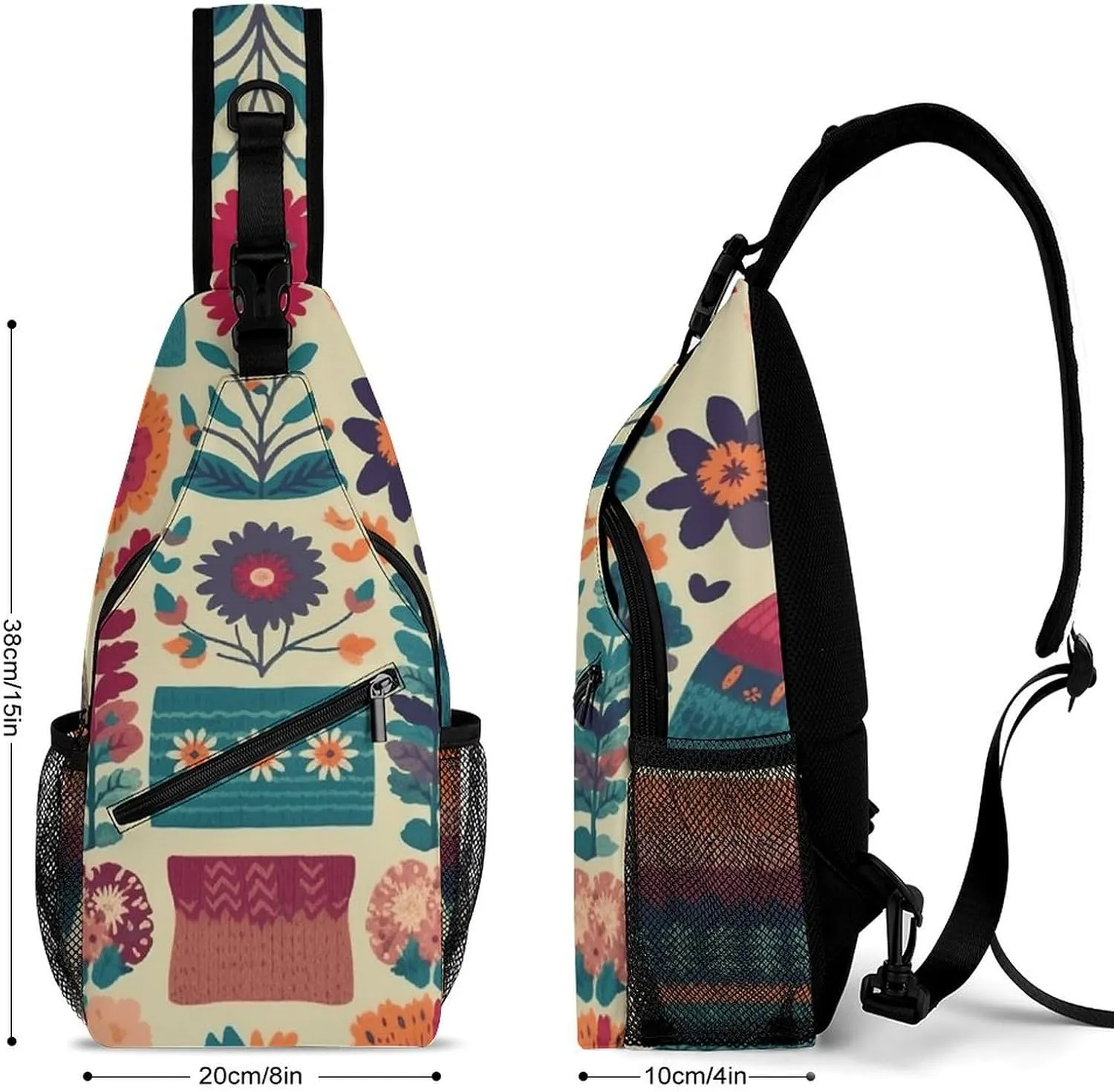 Peach Pot Pattern Sling Bag Lightweight Crossbody Chest Pack Travel Shoulder Bag with Adjustable Strap