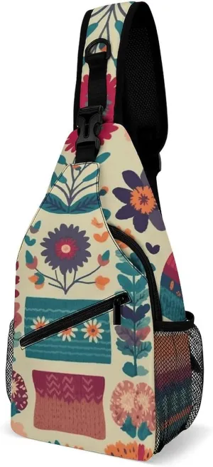 Peach Pot Pattern Sling Bag Lightweight Crossbody Chest Pack Travel Shoulder Bag with Adjustable Strap