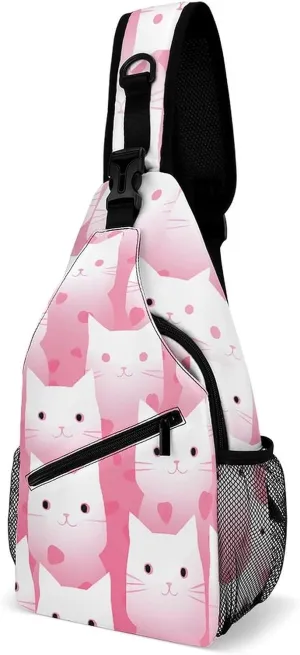 Peach Pot Pattern Sling Bag Lightweight Crossbody Chest Pack Travel Shoulder Bag with Adjustable Strap