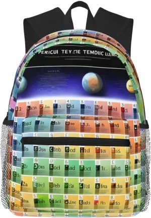 Periodic table of elements College Backpacks,Backpacks With Pockets, Lightweight Bookbag For College for Women Men