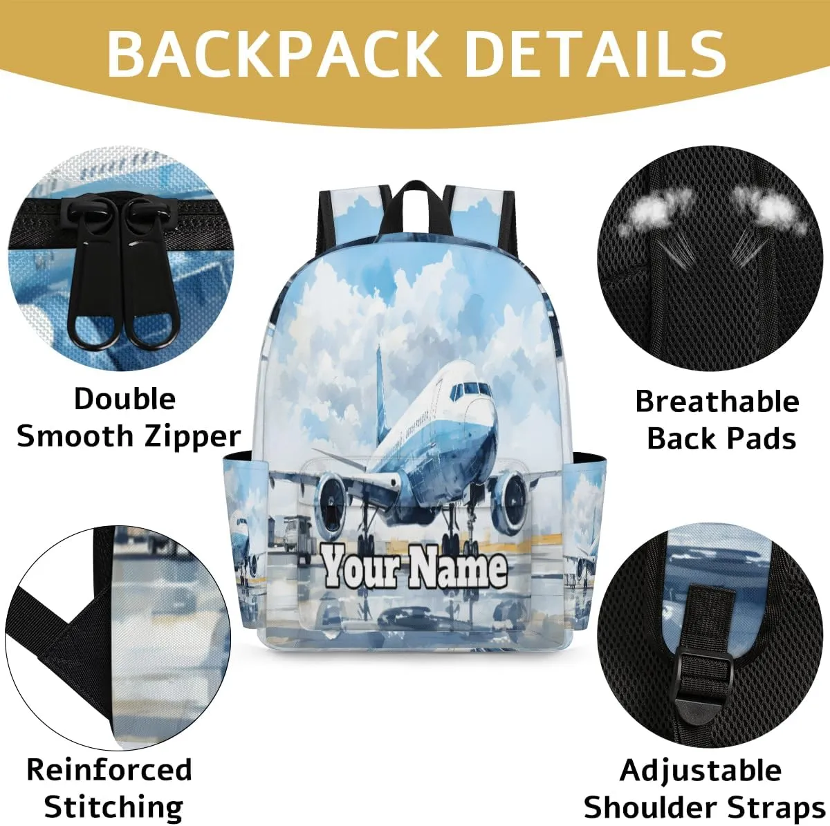 Personalized Airplane Preschool Toddler Backpack for Boys Girls Custom Kids Name Small Bookbags Kindergarten Elementary Backpack, Airplane