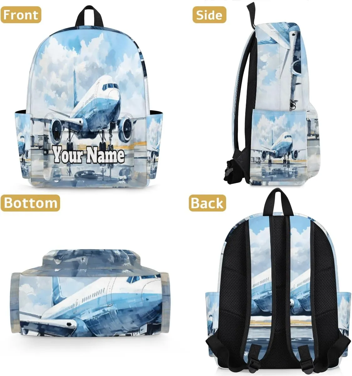 Personalized Airplane Preschool Toddler Backpack for Boys Girls Custom Kids Name Small Bookbags Kindergarten Elementary Backpack, Airplane