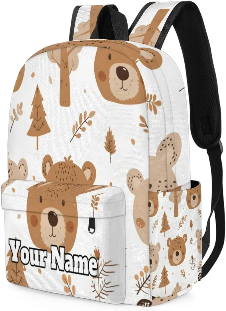Personalized Animals Bears Preschool Toddler Backpack for Boys Girls Custom Kids Name Small Bookbags Kindergarten Elementary Backpack, Bears Tree