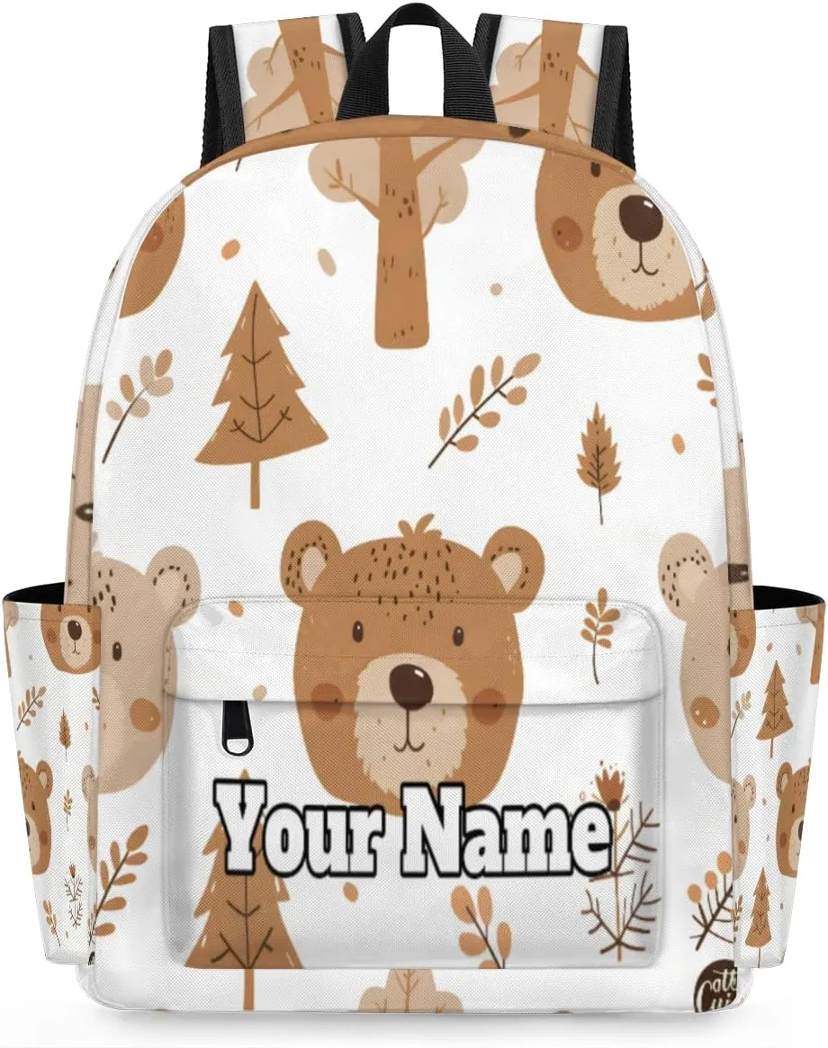 Personalized Animals Bears Preschool Toddler Backpack for Boys Girls Custom Kids Name Small Bookbags Kindergarten Elementary Backpack, Bears Tree