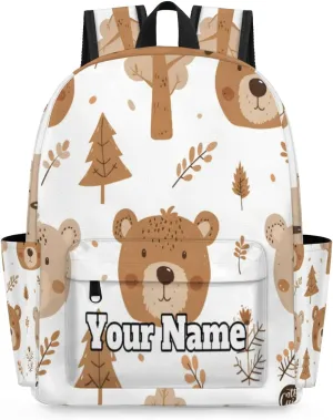 Personalized Animals Bears Preschool Toddler Backpack for Boys Girls Custom Kids Name Small Bookbags Kindergarten Elementary Backpack, Bears Tree