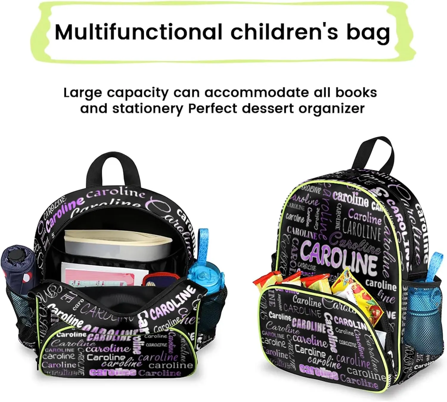 Personalized Backpack Bag with Name Lightweight Custom Shoulder Bags Waterproof Casual Backpacks Travel Laptop Bag for Travel Work Picnic 14.2in, Black Purple