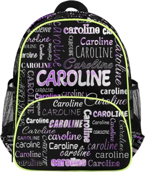 Personalized Backpack Bag with Name Lightweight Custom Shoulder Bags Waterproof Casual Backpacks Travel Laptop Bag for Travel Work Picnic 14.2in, Black Purple