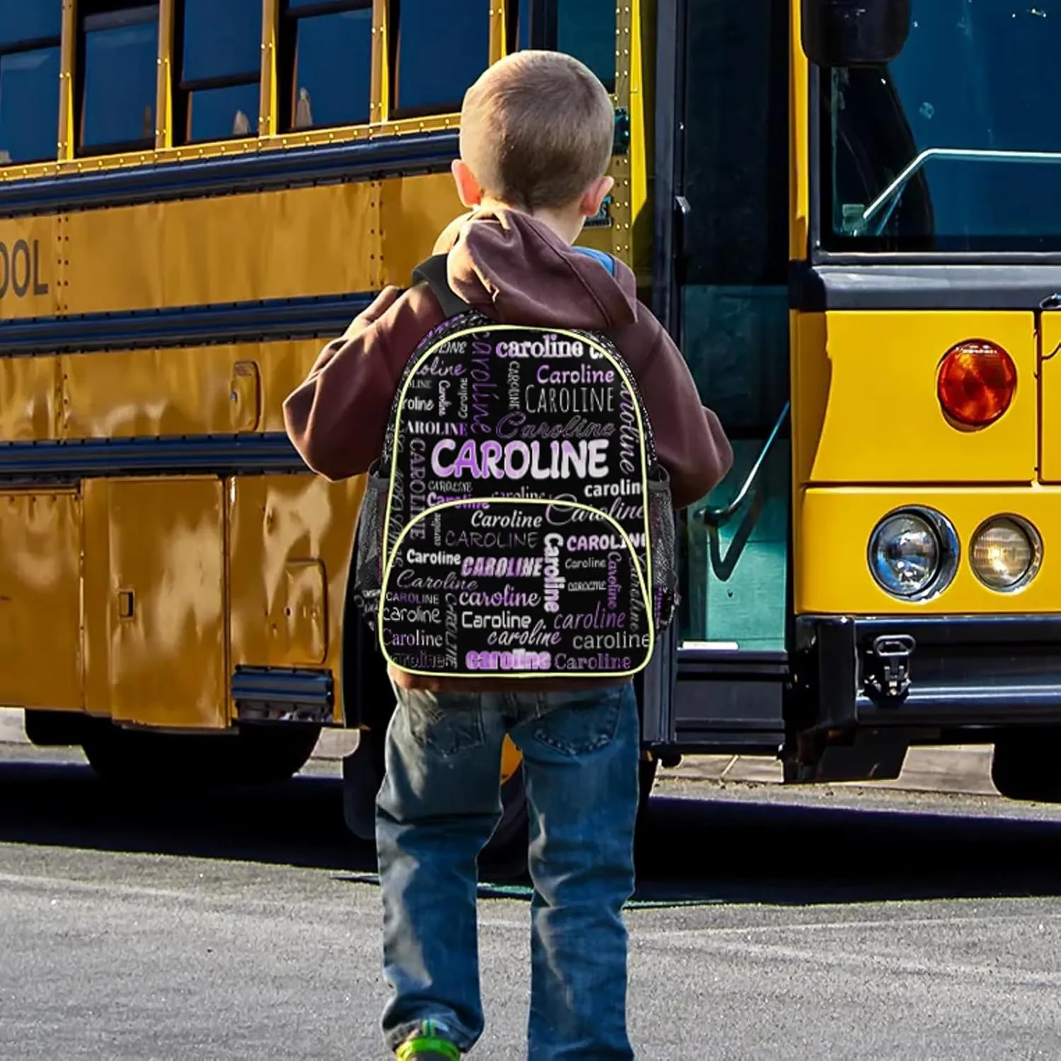 Personalized Backpack Bag with Name Lightweight Custom Shoulder Bags Waterproof Casual Backpacks Travel Laptop Bag for Travel Work Picnic 14.2in, Black Purple