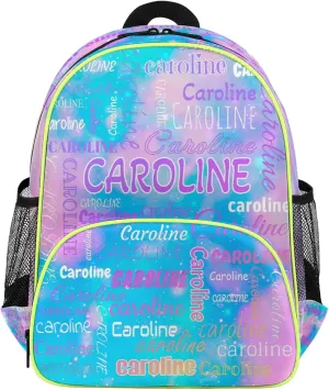 Personalized Backpack Bag with Name Lightweight Custom Shoulder Bags Waterproof Casual Backpacks Travel Laptop Bag for Travel Work Picnic 14.2in, Blue Pink Glitter