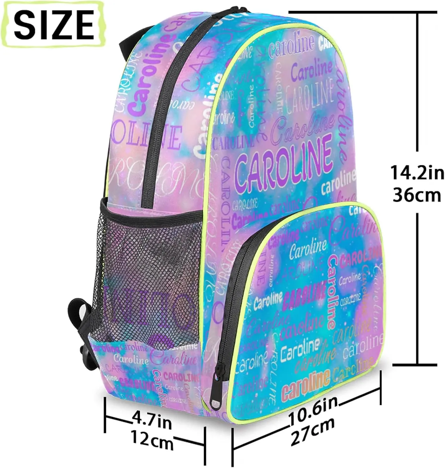 Personalized Backpack Bag with Name Lightweight Custom Shoulder Bags Waterproof Casual Backpacks Travel Laptop Bag for Travel Work Picnic 14.2in, Blue Pink Glitter