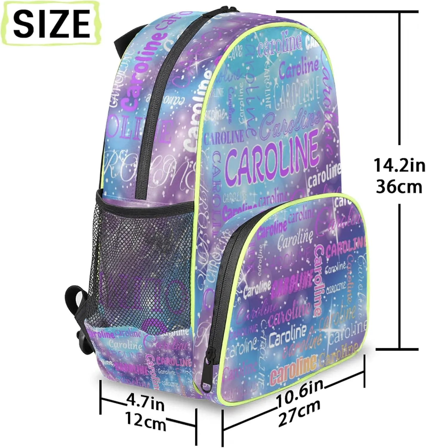 Personalized Backpack Bag with Name Lightweight Custom Shoulder Bags Waterproof Casual Backpacks Travel Laptop Bag for Travel Work Picnic 14.2in, Cosmos Blue