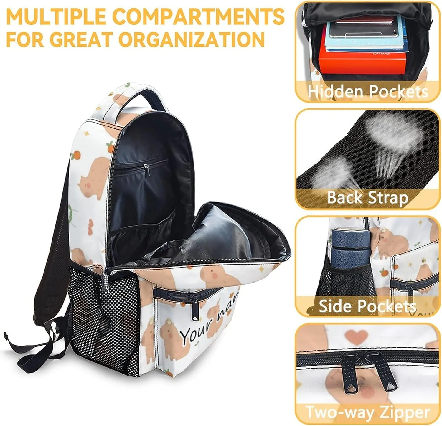 Personalized Backpacks for Girls, Boys - 16 Inch Cute Backpack for School - Cartoon, Large Capacity, Durable, Lightweight Bookbag for Kids, Travel