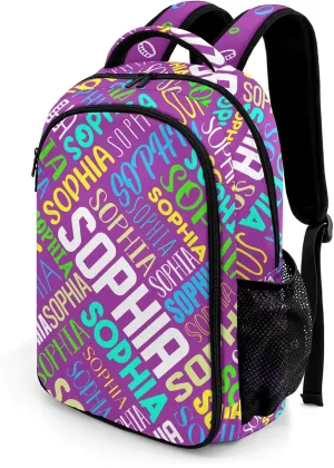 Personalized Backpacks for Girls - Custom Backpack for School Back To School Supplies Bookbag for Teen Girls Boys Kids Backpacks - Purple Backpack