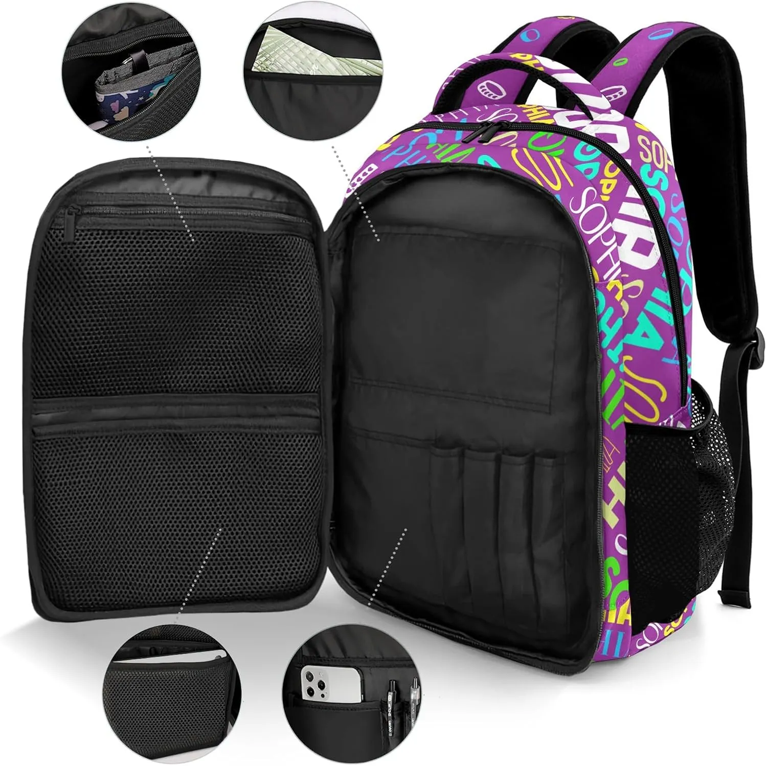 Personalized Backpacks for Girls - Custom Backpack for School Back To School Supplies Bookbag for Teen Girls Boys Kids Backpacks - Purple Backpack