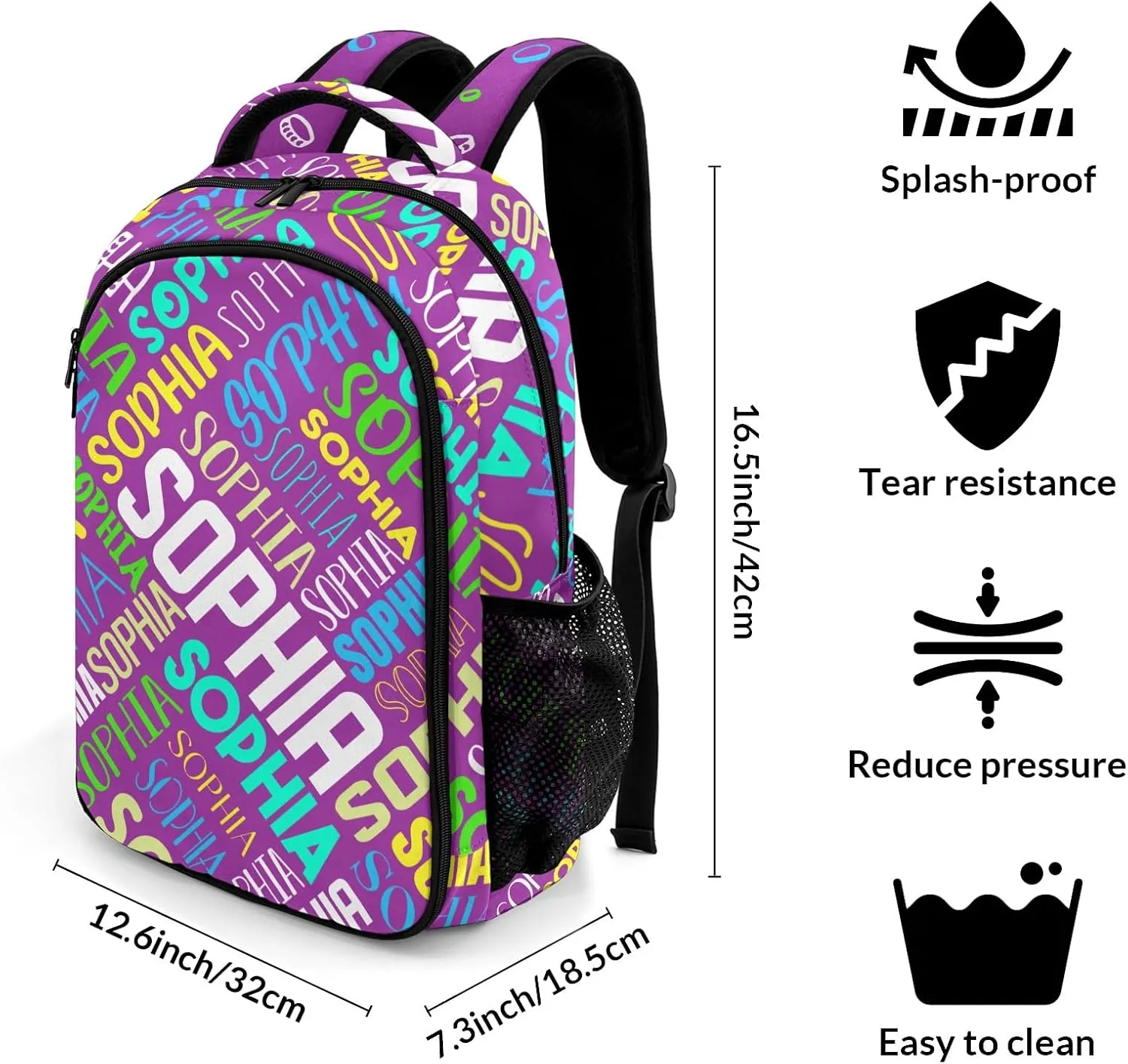Personalized Backpacks for Girls - Custom Backpack for School Back To School Supplies Bookbag for Teen Girls Boys Kids Backpacks - Purple Backpack