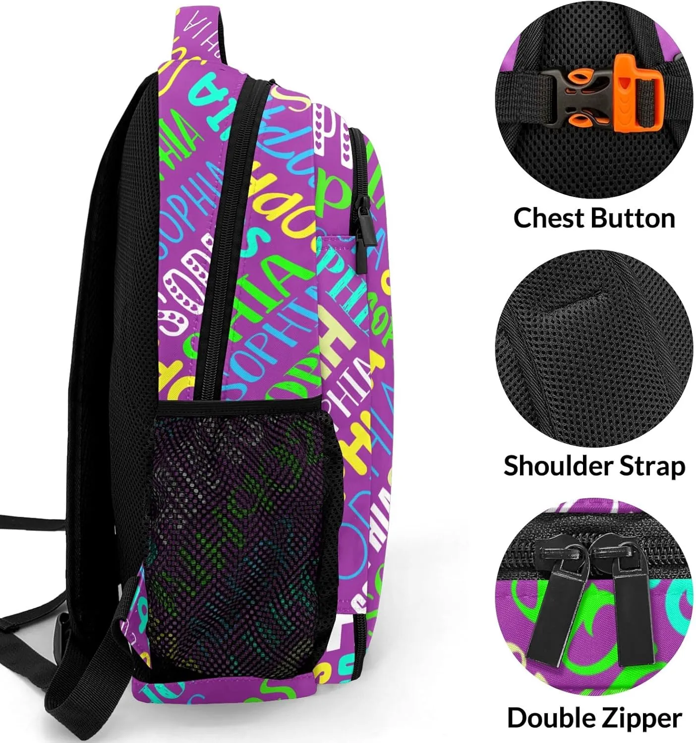 Personalized Backpacks for Girls - Custom Backpack for School Back To School Supplies Bookbag for Teen Girls Boys Kids Backpacks - Purple Backpack