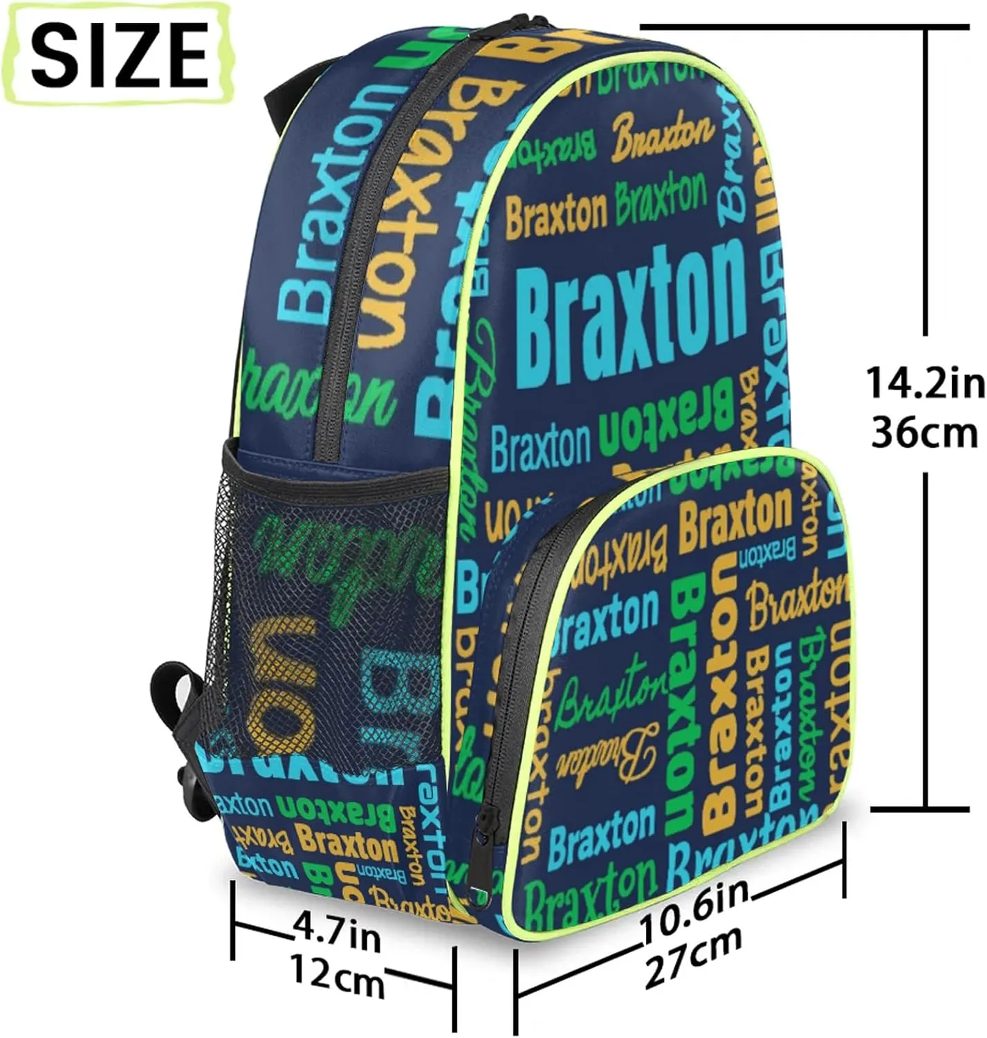 Personalized Backpacks with Name Customized Shoulder Bag Gifts for Women Men Waterproof Travel Casual Backpack 14.2in, Blue Green