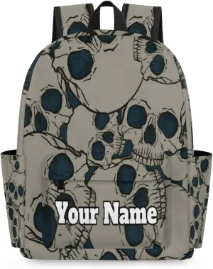 Personalized Black Skull Preschool Toddler Backpack for Boys Girls Custom Kids Name Small Bookbags Kindergarten Elementary Backpack, Skull Skeleton