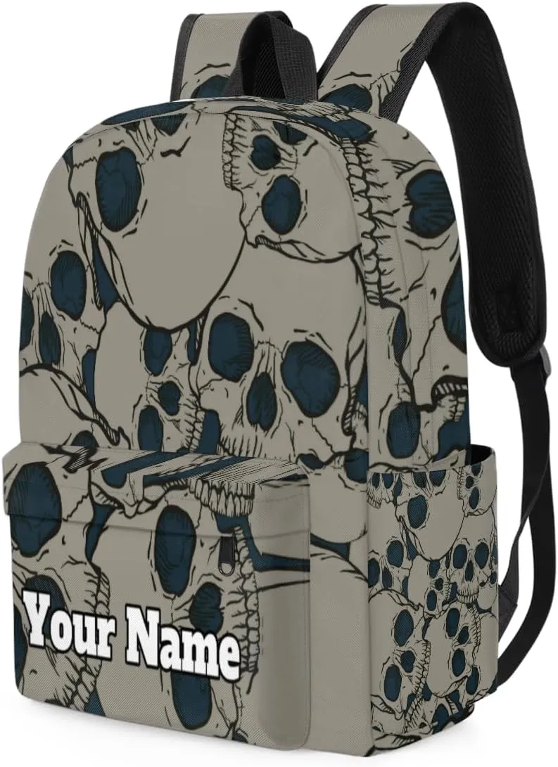 Personalized Black Skull Preschool Toddler Backpack for Boys Girls Custom Kids Name Small Bookbags Kindergarten Elementary Backpack, Skull Skeleton