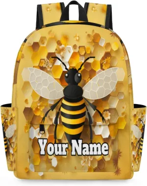 Personalized Bumblebee Preschool Toddler Backpack for Boys Girls Custom Kids Name Small Bookbags Kindergarten Elementary Backpack, Yellow Bee