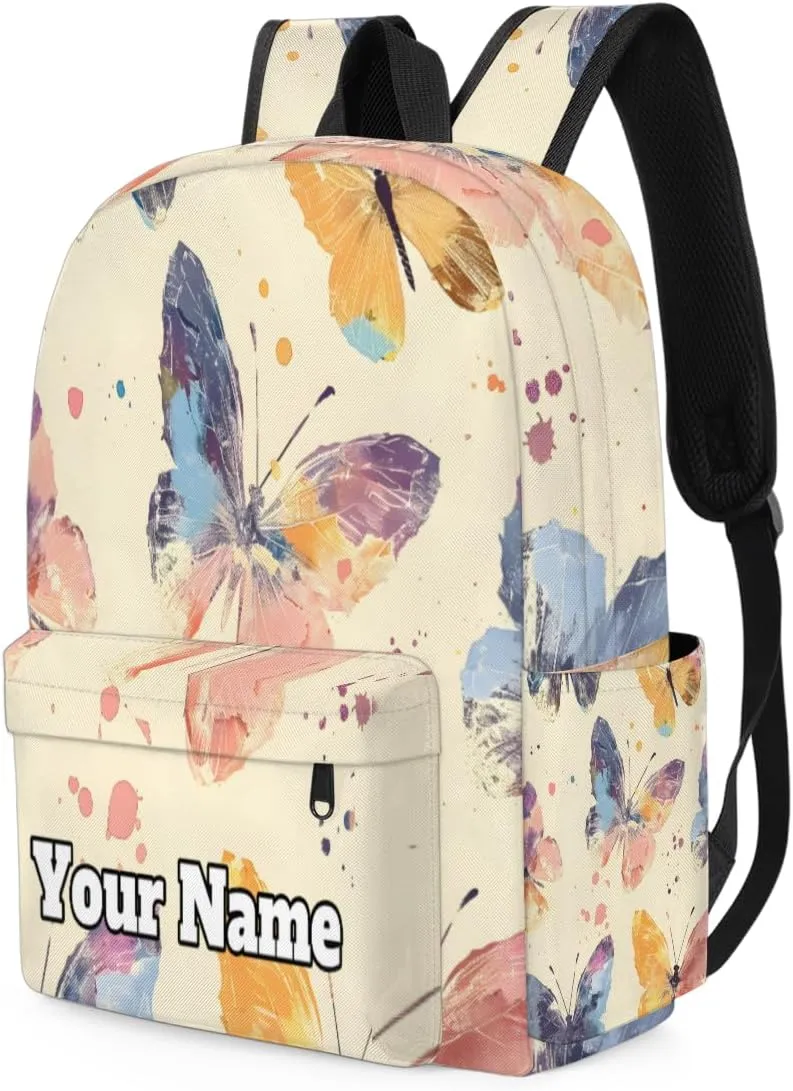 Personalized Butterflies Preschool Toddler Backpack for Boys Girls Custom Kids Name Small Bookbags Kindergarten Elementary Backpack, Watercolor Butterfly