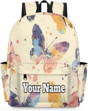 Personalized Butterflies Preschool Toddler Backpack for Boys Girls Custom Kids Name Small Bookbags Kindergarten Elementary Backpack, Watercolor Butterfly