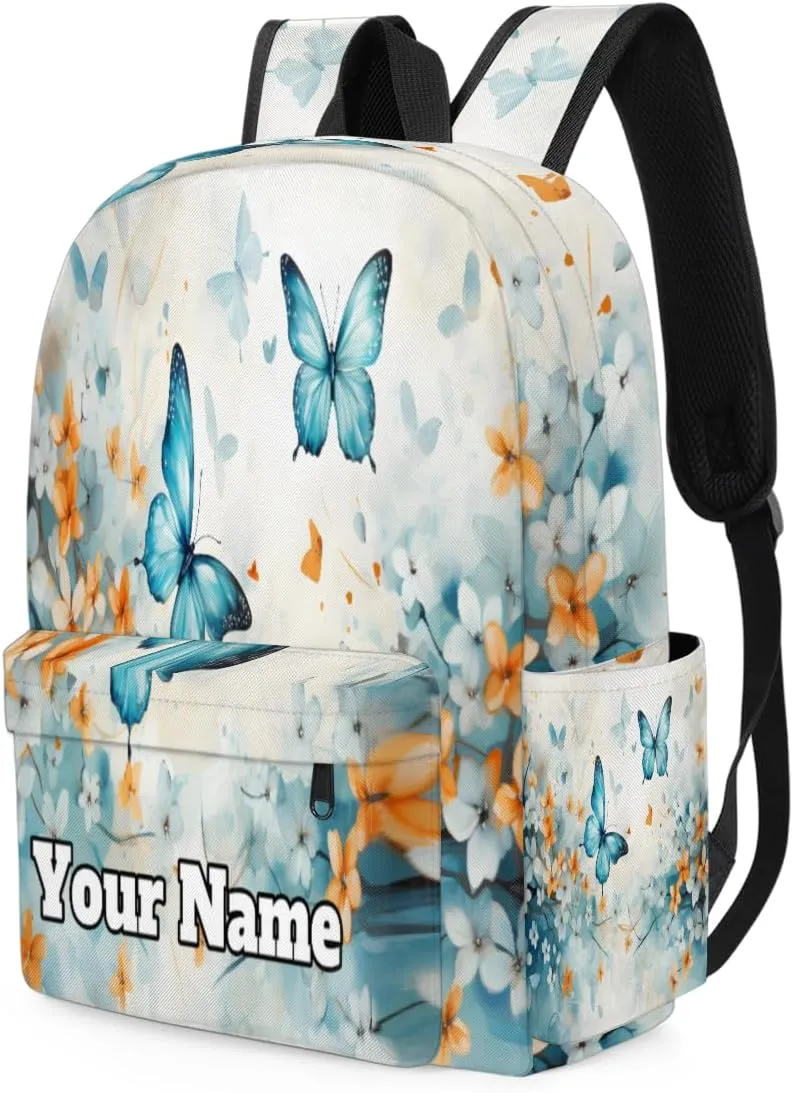 Personalized Butterfly Preschool Toddler Backpack for Boys Girls Custom Kids Name Small Bookbags Kindergarten Elementary Backpack, Spring Floral