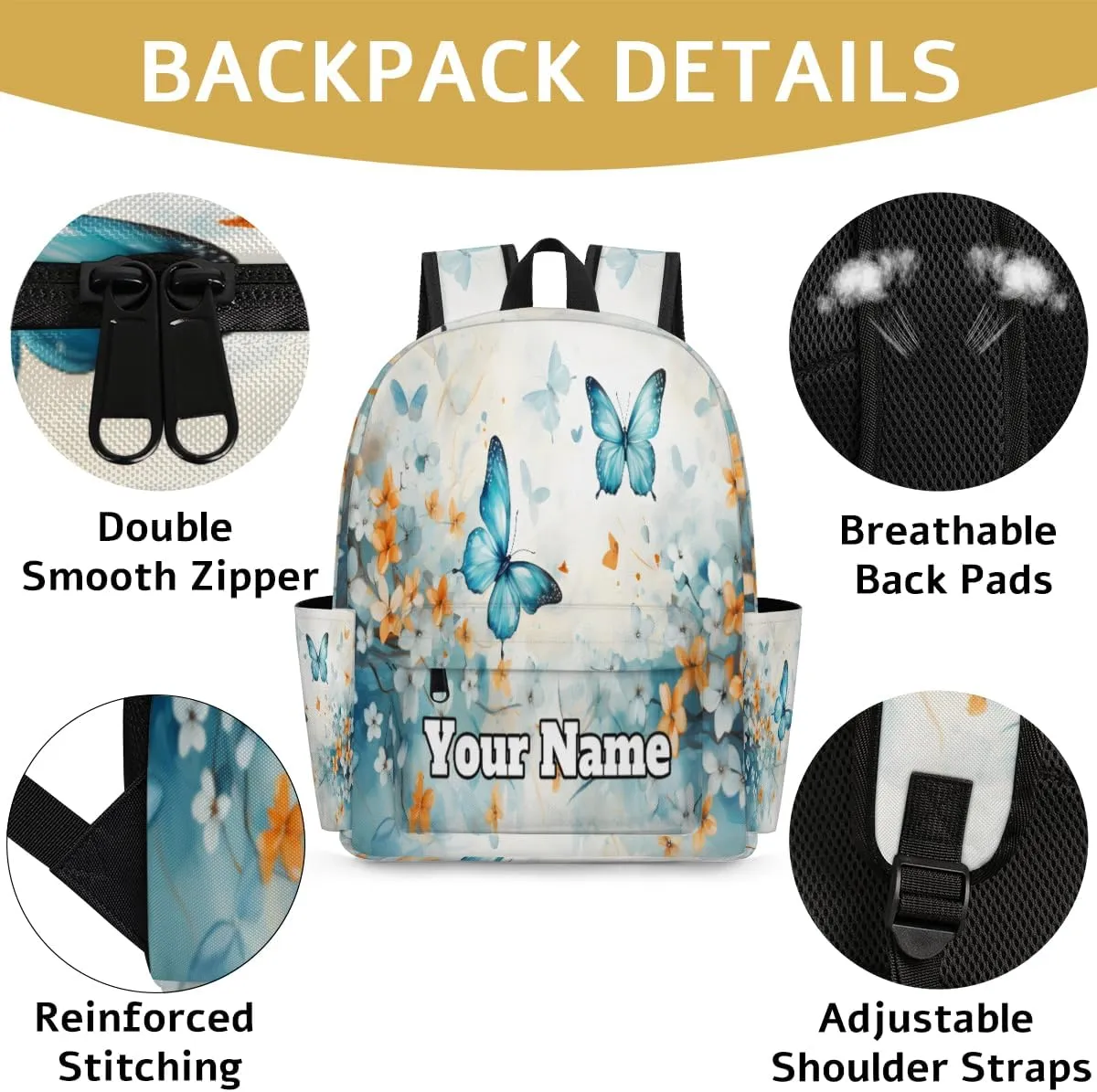 Personalized Butterfly Preschool Toddler Backpack for Boys Girls Custom Kids Name Small Bookbags Kindergarten Elementary Backpack, Spring Floral