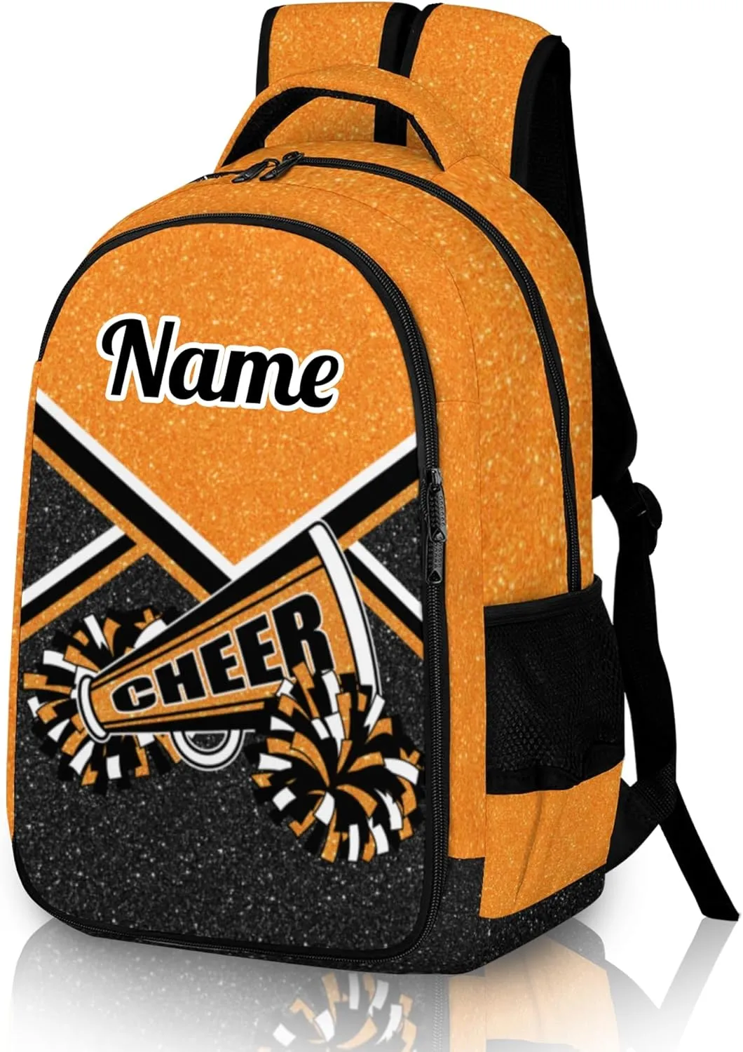 Personalized Cheer Backpack with Name, Custom Cheerleader Backpack, Customize Cheerleading Backpack for Women (Orange)