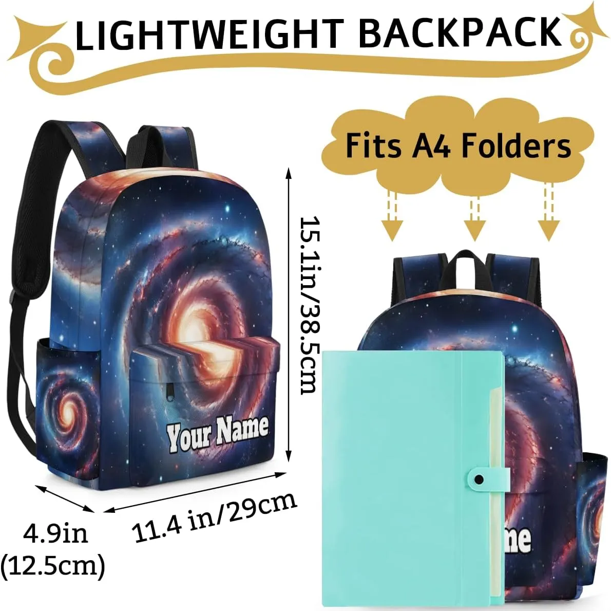 Personalized Colorful Starry Sky Preschool Toddler Backpack for Boys Girls Custom Kids Name Small Bookbags Kindergarten Elementary Backpack, Solar System