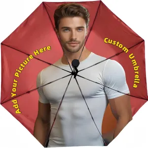Personalized Compact Travel Umbrella, Custom Text/Logo/Image, Fashionable, Portable Windproof Folding Umbrella for Rain & Sun, Ideal for Company Advertising, Gifts for Men, Women, Boss, and Family